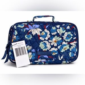 Vera Bradley Blush & Brush Makeup Case Floral Bursts Blue NWT
